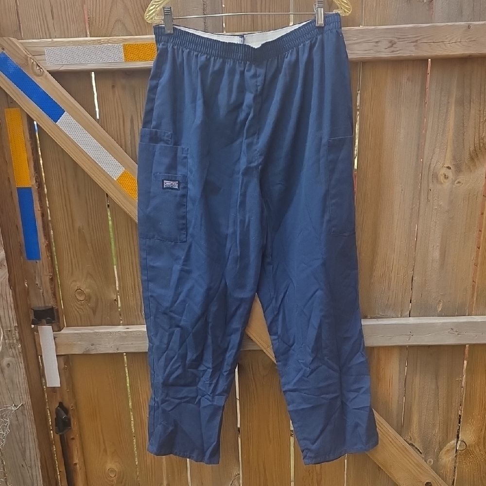Cherokee Navy Cargo Work Pants with Elastic Waist